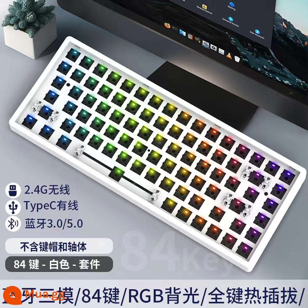 Tùy Chỉnh 3 Chế Độ 84 Phím Không Dây Có Dây Bluetooth RGB Tắt Tiếng Bàn Phím Cơ Có Thể Thay Nóng Bộ Chung Chủ Đề - Bộ ba khuôn nền trắng C84