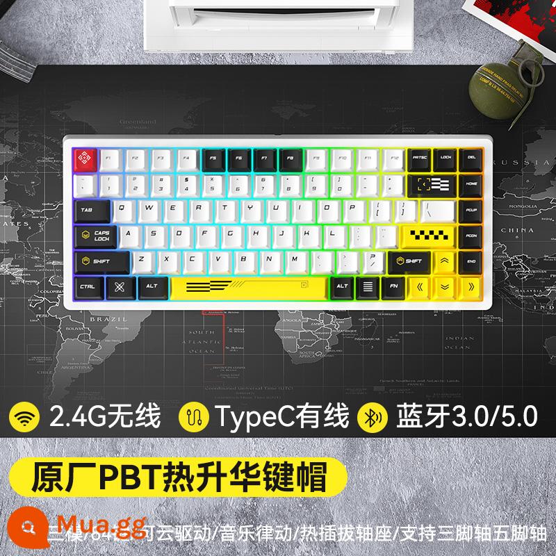 Tùy Chỉnh 3 Chế Độ 84 Phím Không Dây Có Dây Bluetooth RGB Tắt Tiếng Bàn Phím Cơ Có Thể Thay Nóng Bộ Chung Chủ Đề - Bàn phím CSGO ba chế độ nền trắng C84