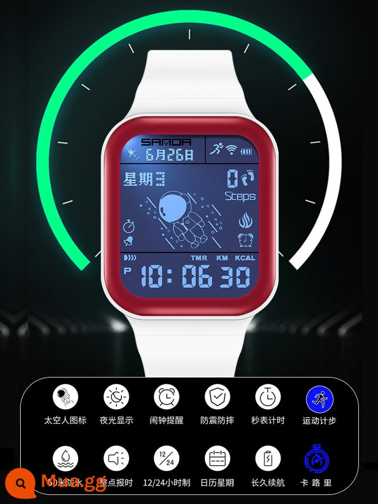 Đồng Hồ Thông Minh Thể Thao Nam Học Sinh Trung Học Cơ Sở Trẻ Em Tuổi Teen Đồng Hồ Báo Thức Đo Quãng Đường Đi Chống Thấm Nước Dạ Quang Đồng Hồ Điện Tử - [Đa chức năng trắng và đỏ] Bảo hành trọn đời
