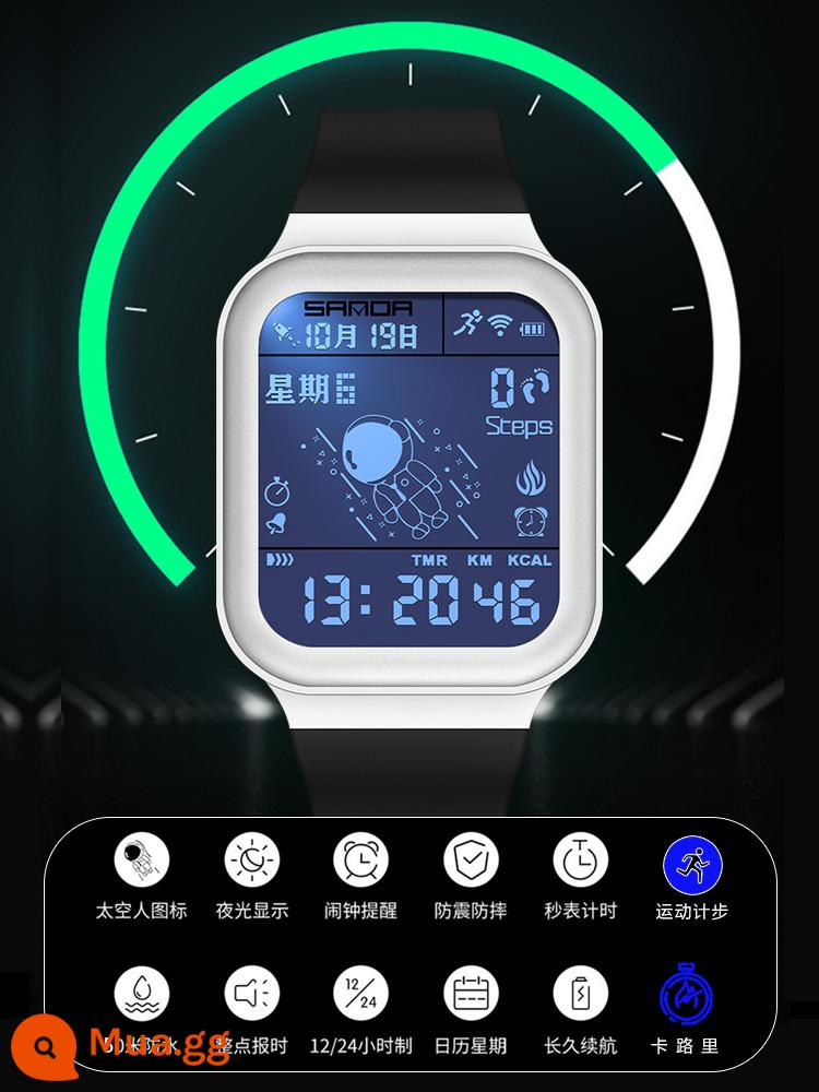 Đồng Hồ Thông Minh Thể Thao Nam Học Sinh Trung Học Cơ Sở Trẻ Em Tuổi Teen Đồng Hồ Báo Thức Đo Quãng Đường Đi Chống Thấm Nước Dạ Quang Đồng Hồ Điện Tử - [Đa chức năng trắng và đen] Bảo hành trọn đời