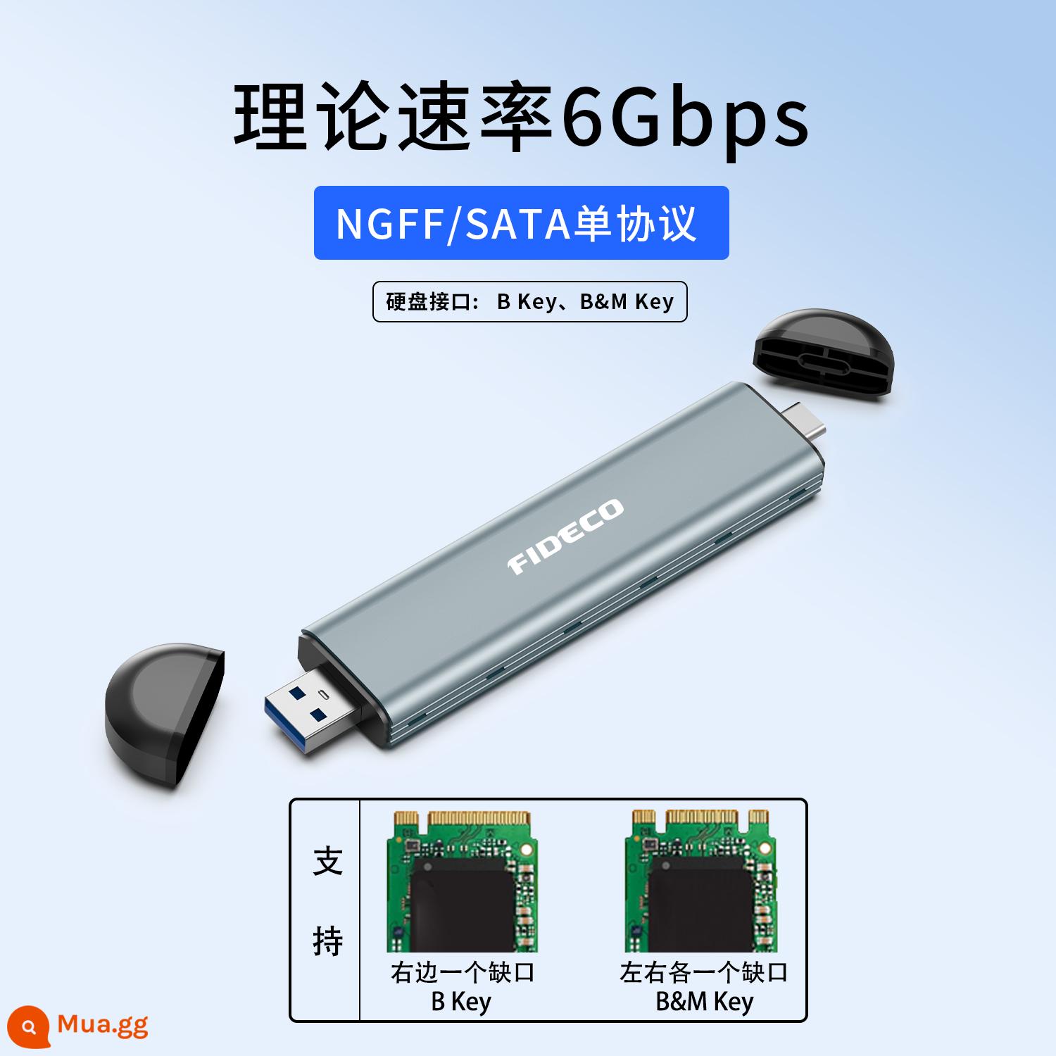 Hộp SSD M.2 Hộp đĩa cứng giao thức kép NVMe/SATA USB3.1 máy tính bên ngoài Hộp đọc di động m2 - SATA [tốc độ truyền 6Gbps màu xám giao thức NGFF]