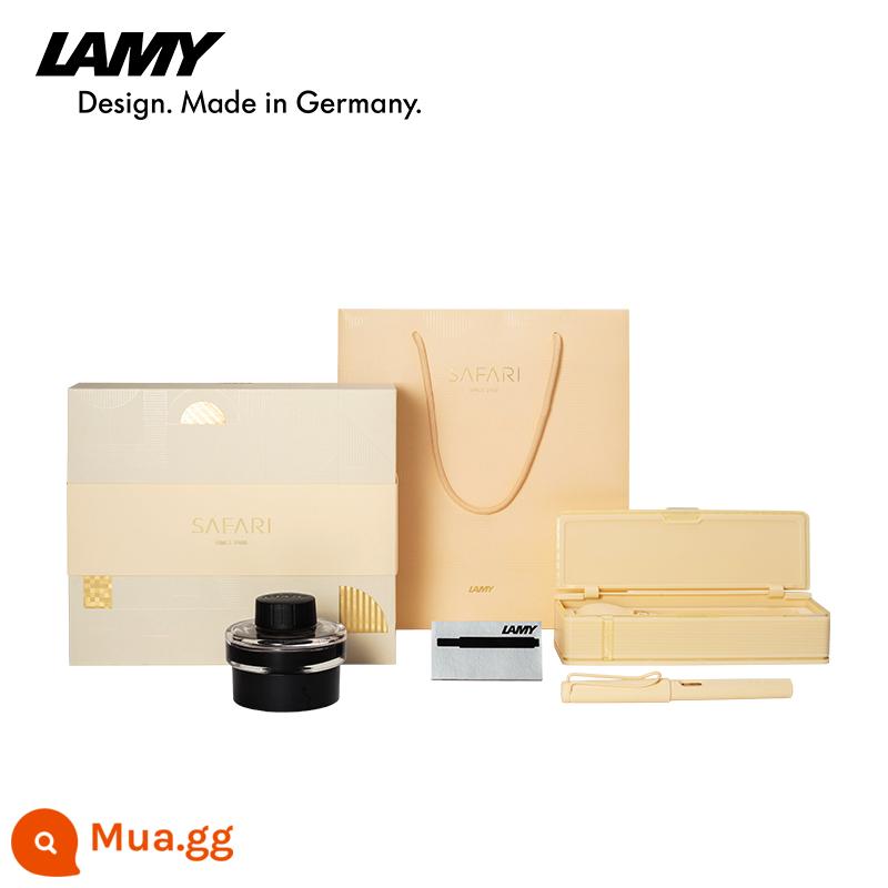 Hộp quà tặng bút máy LAMY/Lingmei sê-ri săn bắn safari bộ bút mực đỏ dâu/trắng kem phiên bản giới hạn bút ký cao cấp dành cho nữ quà tặng ngày lễ quà tặng mua theo nhóm - Bộ hộp quà tặng bút mực cà phê kem nhẹ