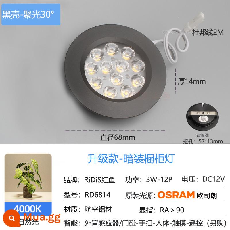 LED tổng thể đèn tủ bên trong nhúng xe ánh sáng cực kỳ -Ốp xe Hidden Hometown Wine Tủ rượu nhỏ Xi lanh tròn Đèn Cave 3 - Ánh sáng tự nhiên vỏ đen 12V (ánh sáng tập trung)