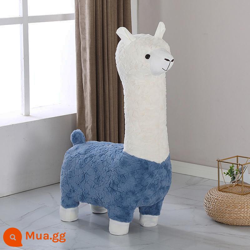 Sáng Tạo Alpaca Ghế Phân Động Vật Ngồi Phân Sàn Đồ Nội Thất Trang Trí Trang Trí Phòng Khách Tân Gia Di Chuyển Nhà Mới Quà Tặng - Sherpa dày mềm màu xanh lớn có thể tháo rời và giặt được