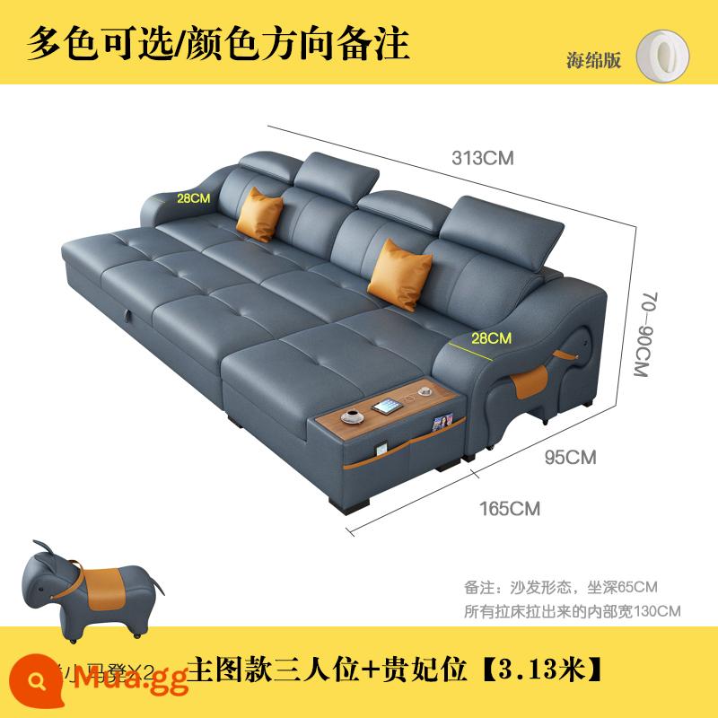 Công nghệ giường sofa vải có thể gập lại đa chức năng trường kỷ kép lưu trữ lớn và nhỏ loại căn hộ hiện đại kiểu lưới ngựa màu đỏ - Ba người + phi tần [3,13 mét] phiên bản bọt biển vải công nghệ nano