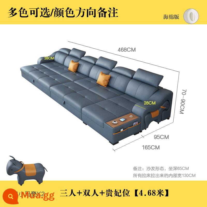 Công nghệ giường sofa vải có thể gập lại đa chức năng trường kỷ kép lưu trữ lớn và nhỏ loại căn hộ hiện đại kiểu lưới ngựa màu đỏ - Ba người + hai + phi tần [4,68 mét] phiên bản bọt biển vải công nghệ nano