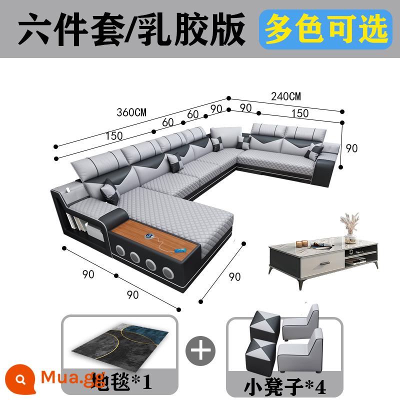 Sofa vải cao su mới có thể tháo rời và giặt được, phòng khách chung cư lớn nhỏ hiện đại đơn giản kết hợp nội thất đa chức năng - Bộ sáu món + bàn cà phê