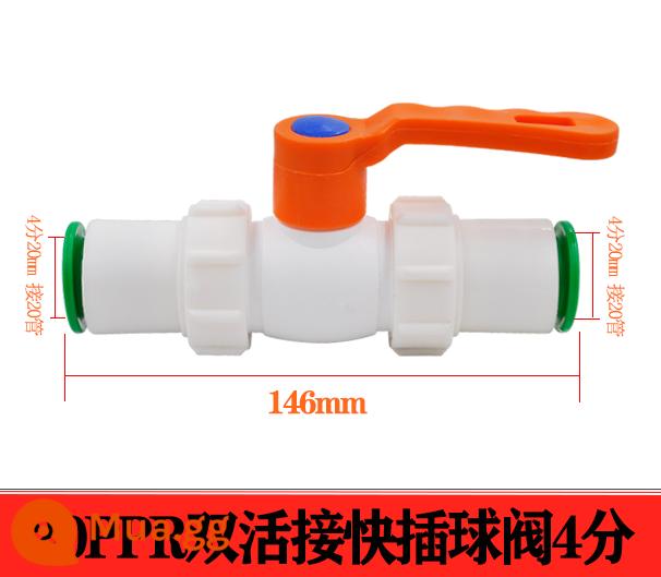 Đầu nối nhanh PPR 4 điểm 20 phụ kiện đường ống nước PE hàn kín hai đầu nối nhanh không dùng nhiệt trực tiếp trong dòng - Van bi đôi cắm nhanh YS màu xanh lá cây 20