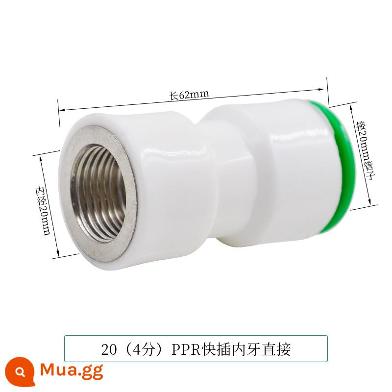 Đầu nối nhanh PPR 4 điểm 20 phụ kiện đường ống nước PE hàn kín hai đầu nối nhanh không dùng nhiệt trực tiếp trong dòng - YS cắm nhanh dây bên trong trực tiếp màu xanh lá cây S20*1/2F