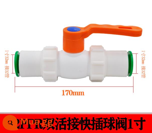 Đầu nối nhanh PPR 4 điểm 20 phụ kiện đường ống nước PE hàn kín hai đầu nối nhanh không dùng nhiệt trực tiếp trong dòng - Van bi đôi cắm nhanh Cyan YS 32