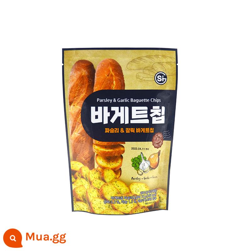 Đồ ăn nhẹ nhập khẩu Hàn Quốc CW màu xanh lá cây bên phải phong phú kem tỏi Sicilian rusk thường bánh quy gói lớn gói gia đình - si Bánh mì tỏi khô 70G