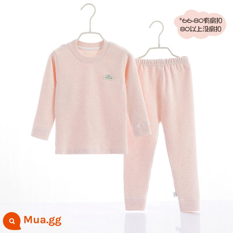 Bộ quần áo mùa thu và quần vệ sinh cotton nguyên chất cho bé trai và bé gái, bộ đồ lót cotton ấm áp màu nhung mềm mại cho bé mùa thu đông - Bột 7652 trọng lượng cao 260g