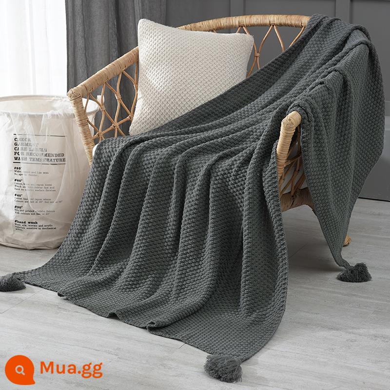 Ins Ghế Sofa Phong Cách Bắc Âu Chăn Ngủ Trưa Văn Phòng Chăn Tua Rua Đan Bóng Sợi Thường Điều Hòa Không Khí Chăn Nhỏ - xám