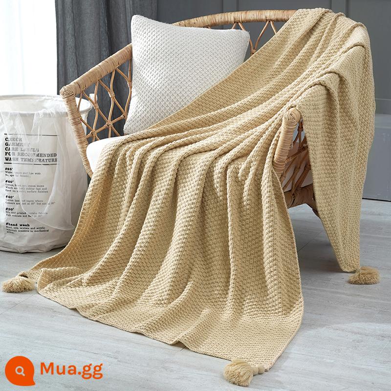 Ins Ghế Sofa Phong Cách Bắc Âu Chăn Ngủ Trưa Văn Phòng Chăn Tua Rua Đan Bóng Sợi Thường Điều Hòa Không Khí Chăn Nhỏ - màu vàng