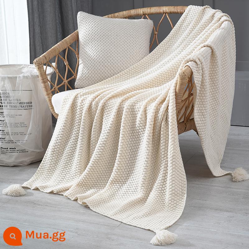 Ins Ghế Sofa Phong Cách Bắc Âu Chăn Ngủ Trưa Văn Phòng Chăn Tua Rua Đan Bóng Sợi Thường Điều Hòa Không Khí Chăn Nhỏ - Be