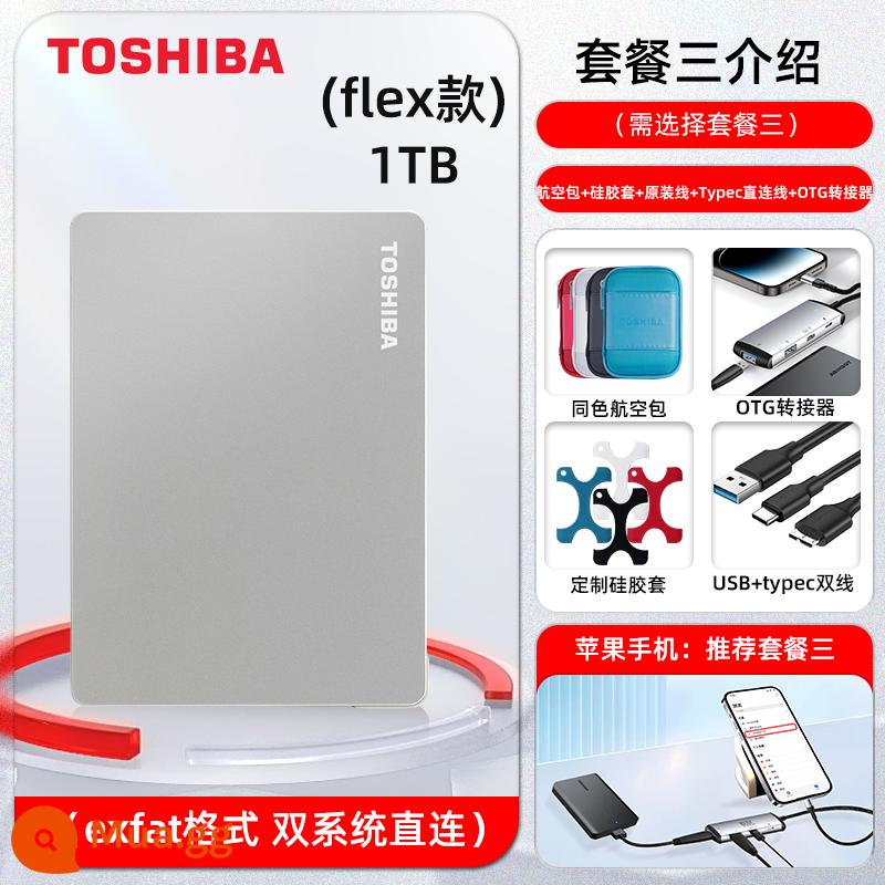 Ổ cứng di động Toshiba 1t flex Apple macbook multi-system usb3.2 tb cơ ngoài không solid - Bạc 1TB