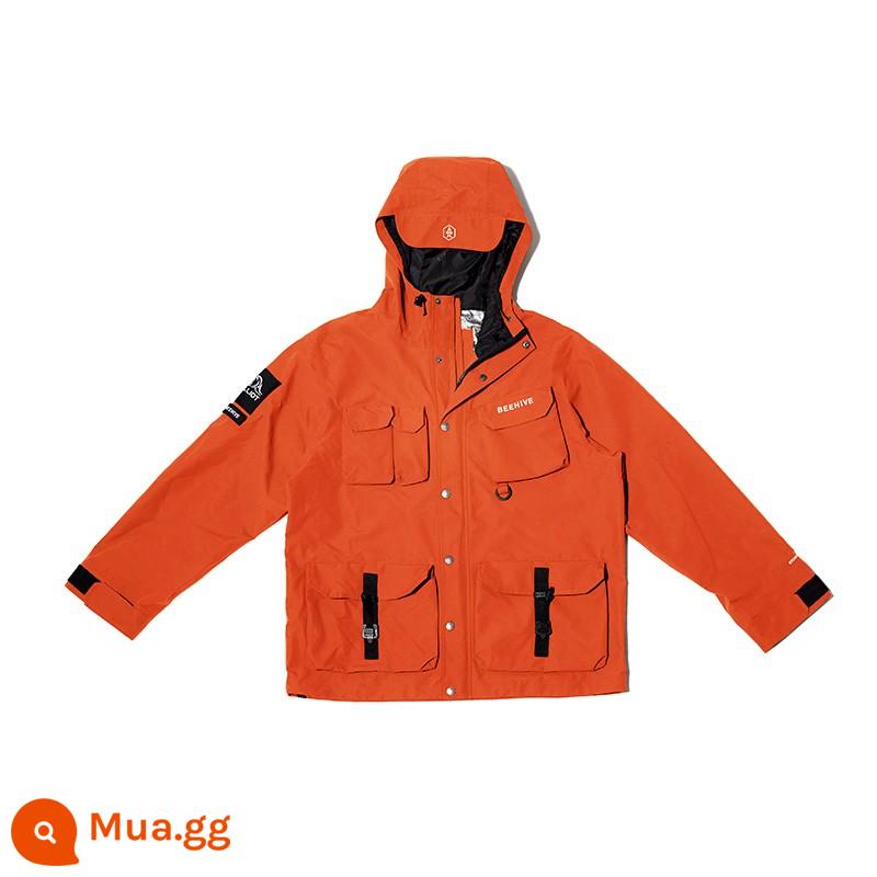 【Fengchao】Percy and Jacket Áo khoác gió chức năng ngoài trời dành cho nữ Áo khoác mùa xuân và mùa thu Quần áo bảo hộ lao động không thấm nước Bộ đồ leo núi gió cho nam - [Phong cách nam] Đỏ cam/Dòng NeochaEDGE