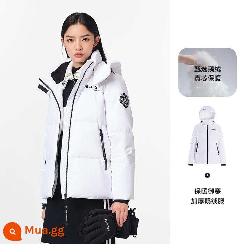 [Extreme Cold Pro] Áo khoác Pelliot Outdoor 650 Puff Goose Down Down dành cho nữ Quần áo leo núi chống gió trượt tuyết ấm áp chống lạnh dành cho nữ - Nữ | Polar White [650 lông ngỗng, 90% nhung]