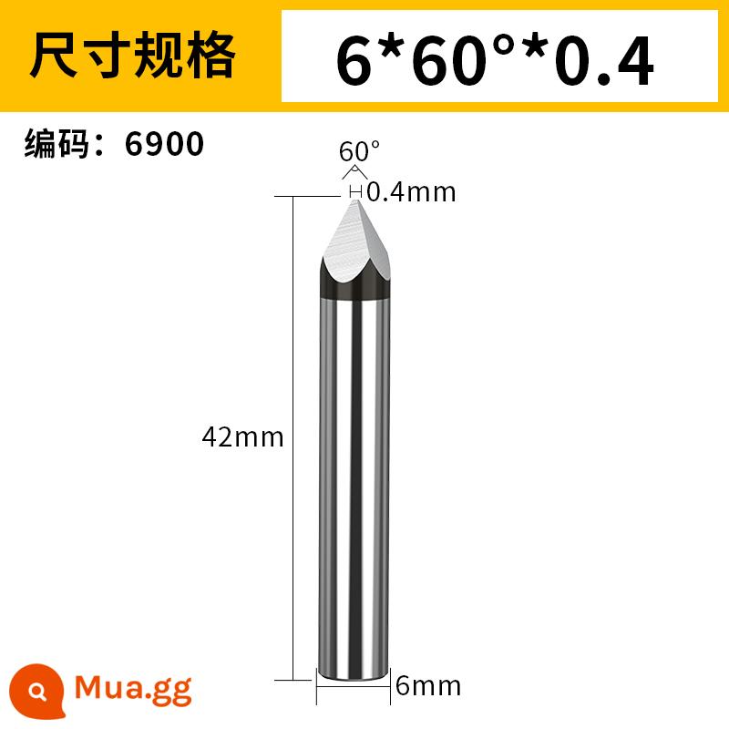 Dao khắc máy tính Huhao Dao khắc chữ PCD thép vonfram dao sắc bốn lưỡi / đá granit / dao sắc trung tâm / dao kim loại - 6*60*0.4