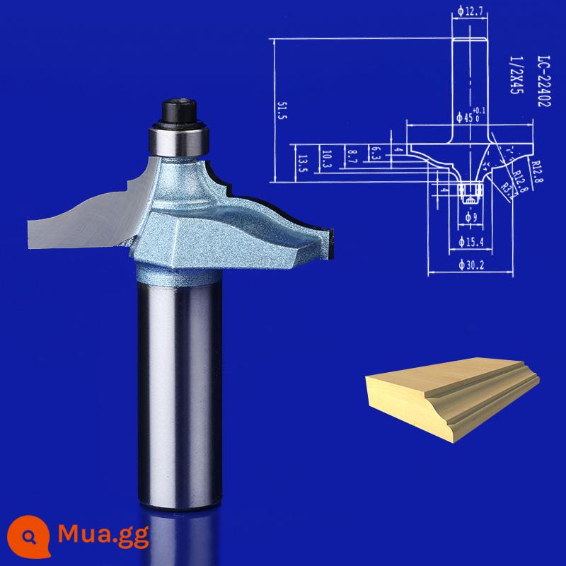 Huhao phi lê dao Minzi dao chế biến gỗ phay cắt khía công cụ cắt tỉa đầu máy R chamfering dao máy khắc chiêng dao - Dao Minzai góc tròn Huhao 1/2 * 45MM