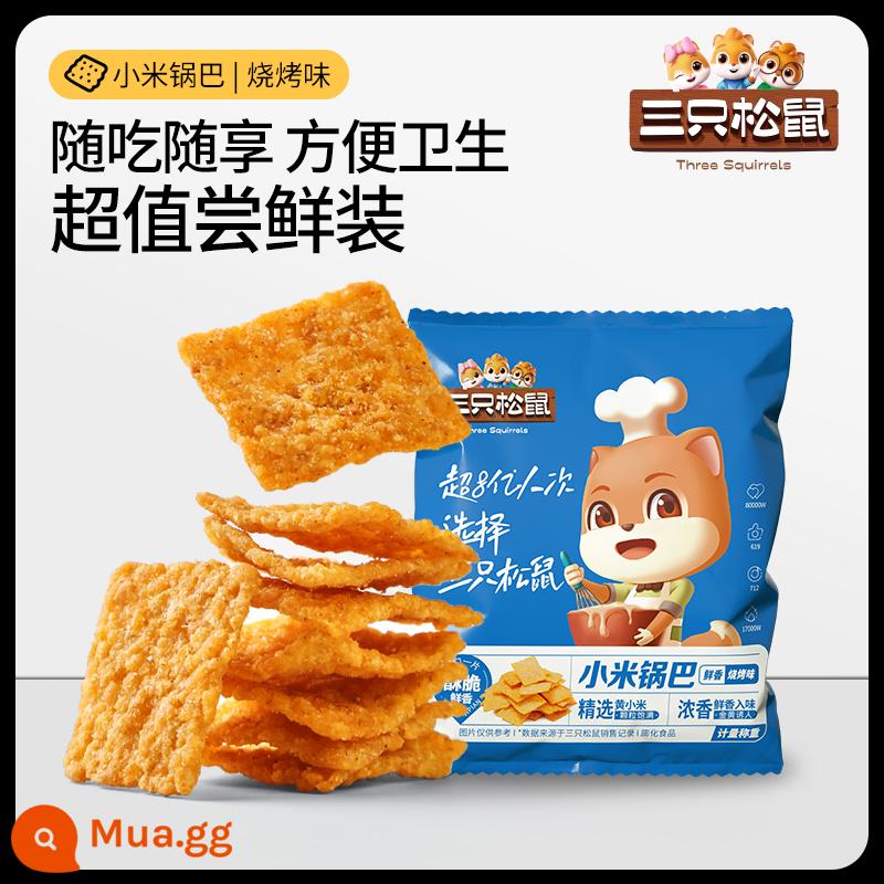 【Ba con sóc_Bánh gạo kê 60gx10 Túi】Bánh gạo Snack truyền thống ăn vặt thông thường - [Giảm giá] Hương vị BBQ 30gx16 túi