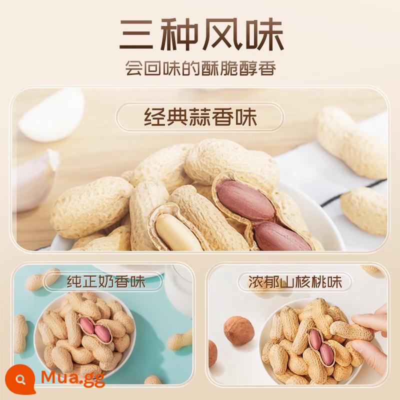 [Ba con sóc_Đậu phộng tỏi 500g] Đậu phộng rang nguyên vỏ, đồ ăn nhẹ tươi ngon cho bữa ăn nhẹ - [3 jin/9,9 nhân dân tệ mỗi catty_3 hương vị có sẵn] 1 cân hương tỏi + 1 cân hương sữa + 1 cân hương hồ đào