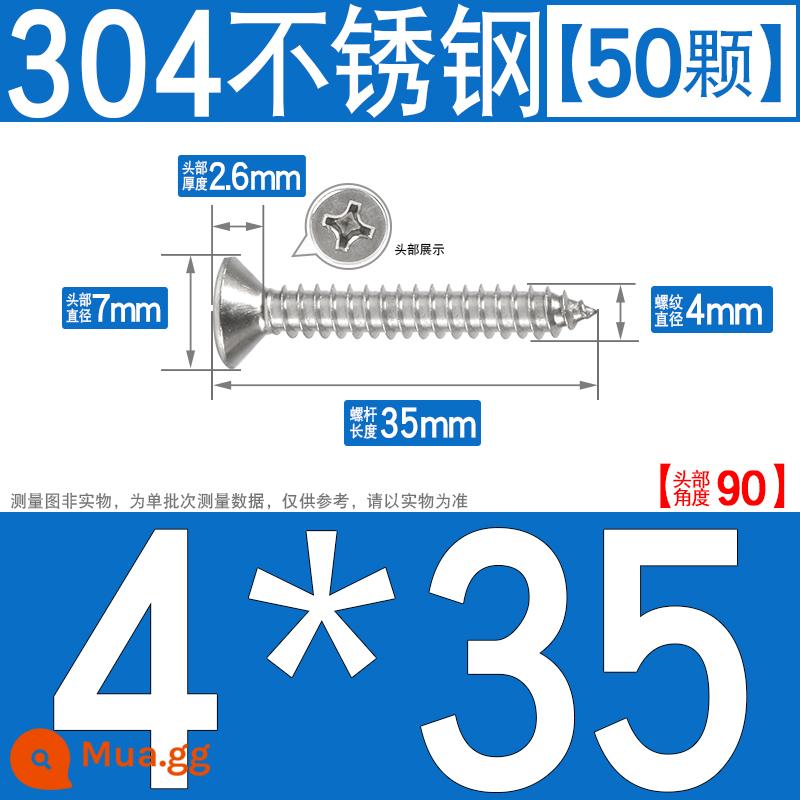 Thép không gỉ 304 vít tự tháo chéo vít đầu chìm vít gỗ mở rộng vít đầu phẳng 1M2M3M4M5M6 - M4*35[50 cái]