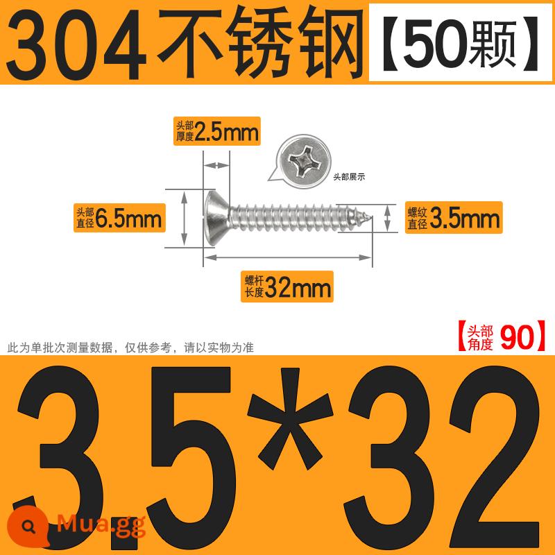 Thép không gỉ 304 vít tự tháo chéo vít đầu chìm vít gỗ mở rộng vít đầu phẳng 1M2M3M4M5M6 - M3.5*32[50 chiếc]