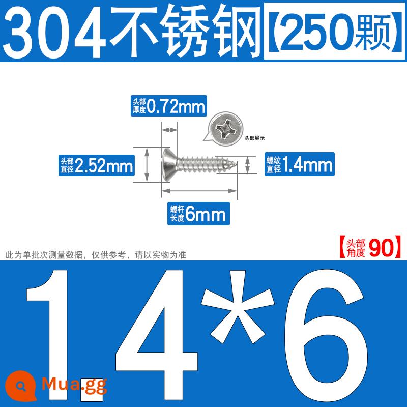 Thép không gỉ 304 vít tự tháo chéo vít đầu chìm vít gỗ mở rộng vít đầu phẳng 1M2M3M4M5M6 - M1.4*6[250 chiếc]