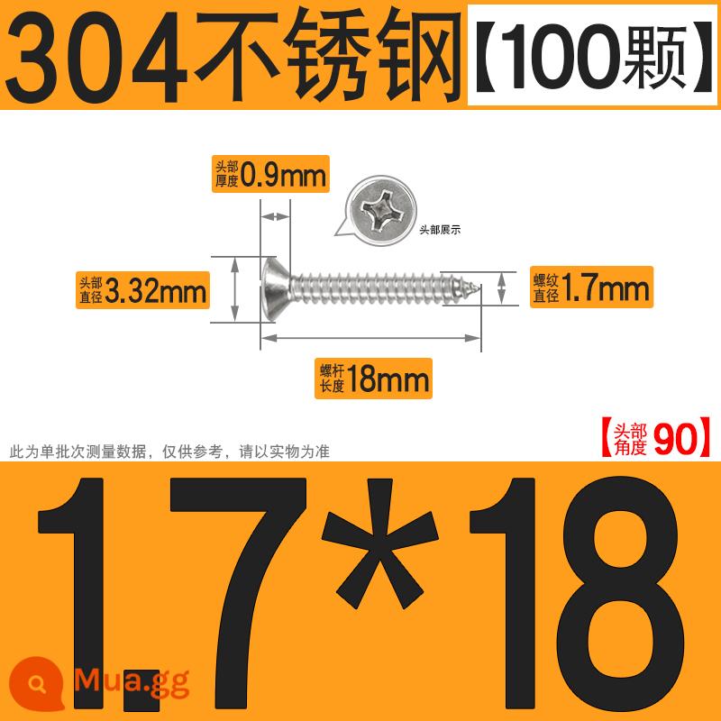 Thép không gỉ 304 vít tự tháo chéo vít đầu chìm vít gỗ mở rộng vít đầu phẳng 1M2M3M4M5M6 - M1.7*18[100 chiếc]