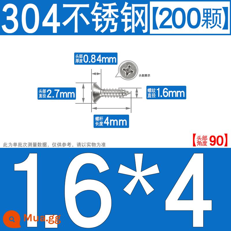 Thép không gỉ 304 vít tự tháo chéo vít đầu chìm vít gỗ mở rộng vít đầu phẳng 1M2M3M4M5M6 - M1.6*4[200 chiếc]