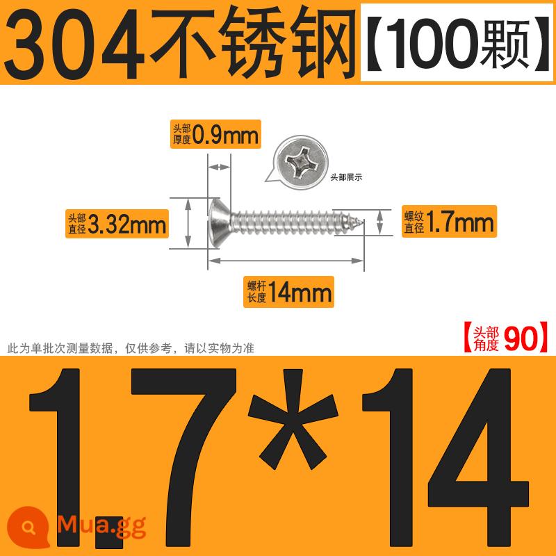 Thép không gỉ 304 vít tự tháo chéo vít đầu chìm vít gỗ mở rộng vít đầu phẳng 1M2M3M4M5M6 - M1.7*14[100 chiếc]