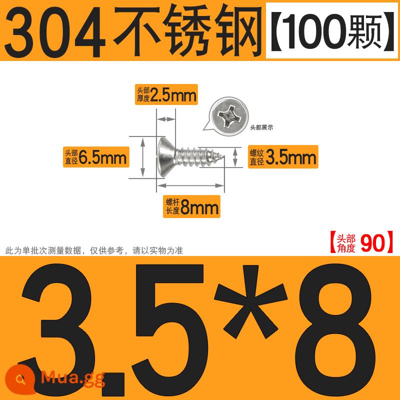 Thép không gỉ 304 vít tự tháo chéo vít đầu chìm vít gỗ mở rộng vít đầu phẳng 1M2M3M4M5M6 - M3.5*8[100 chiếc]