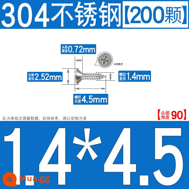 Thép không gỉ 304 vít tự tháo chéo vít đầu chìm vít gỗ mở rộng vít đầu phẳng 1M2M3M4M5M6 - M1.4*4.5[200 chiếc]