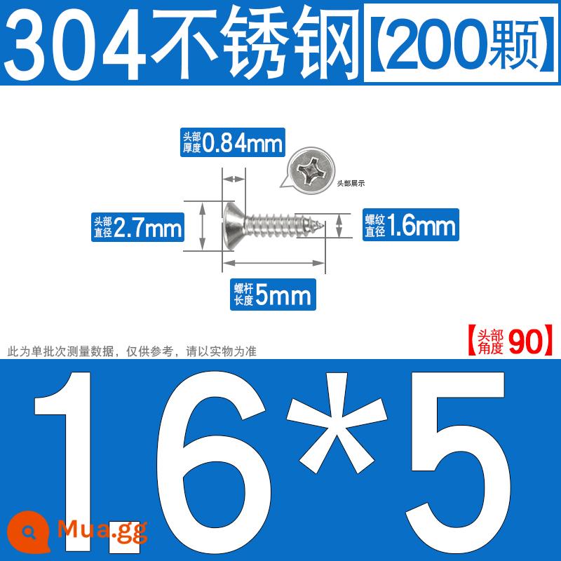 Thép không gỉ 304 vít tự tháo chéo vít đầu chìm vít gỗ mở rộng vít đầu phẳng 1M2M3M4M5M6 - M1.6*5[200 chiếc]