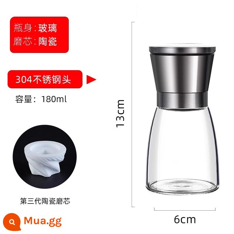 Máy xay tiêu thủ công tiêu vừng muối biển xay chai xay tiêu đen chai gia vị bếp gia đình - Máy xay [model ngắn inox 304] 180ML