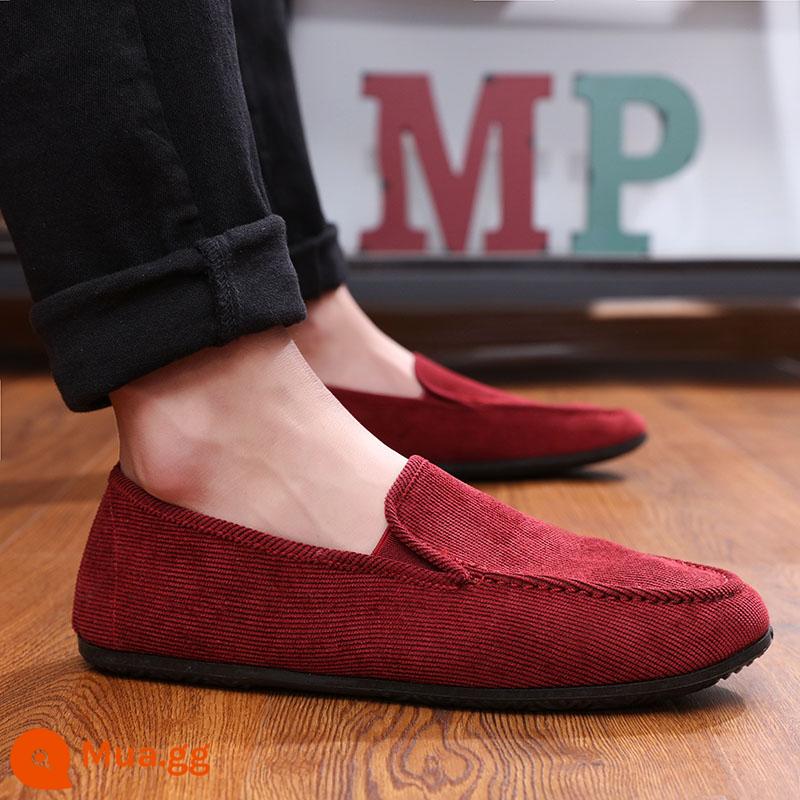 Mùa Xuân Và Mùa Hè Cũ Bắc Kinh Giày Vải Nam Slip-on Giày Vải Nam Thoáng Khí Cổ Thấp giày Nam Lái Xe Giày Thường - 8819 rượu vang đỏ