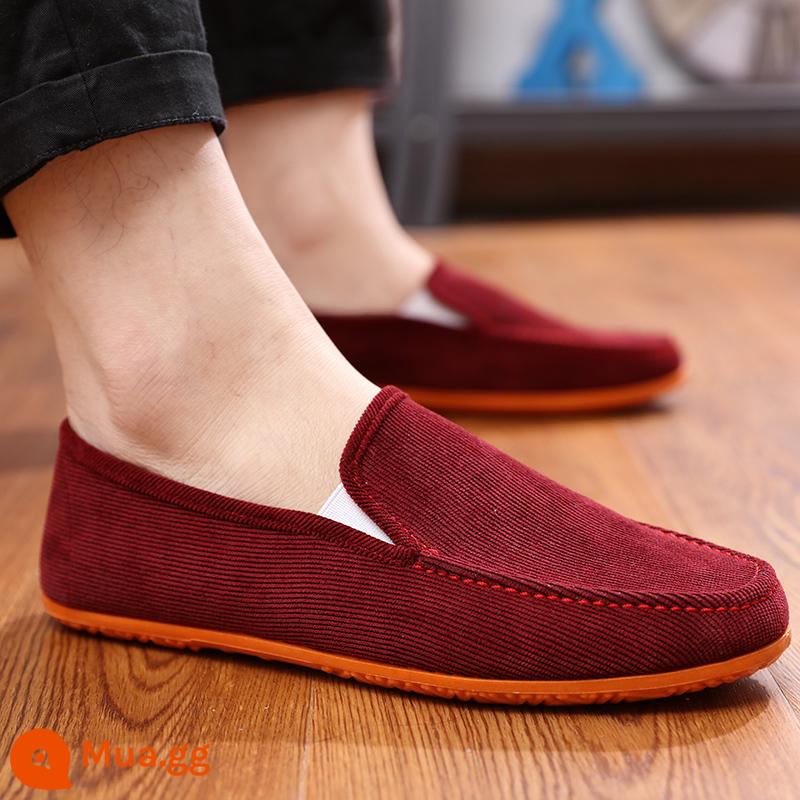 Mùa Xuân Và Mùa Hè Cũ Bắc Kinh Giày Vải Nam Slip-on Giày Vải Nam Thoáng Khí Cổ Thấp giày Nam Lái Xe Giày Thường - 199 rượu vang đỏ