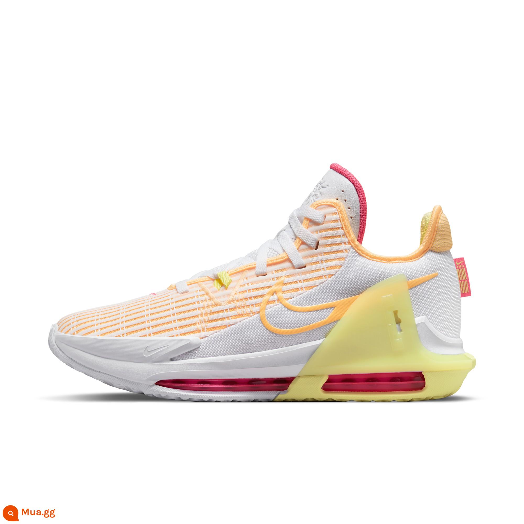 Giày bóng rổ nam LEBRON WITNESS 6 chính thức của Nike chống xoắn mùa đông DC8994 - Trắng/vàng chanh nhạt/cam dưa nhạt/bột nổ (DC8994-101)