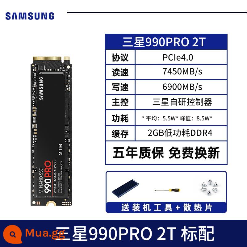 Ổ cứng thể rắn Samsung 990pro 1t game m2 notebook ssd máy tính để bàn pcie4.0 đĩa đen 2TB - Samsung 990PRO 2T