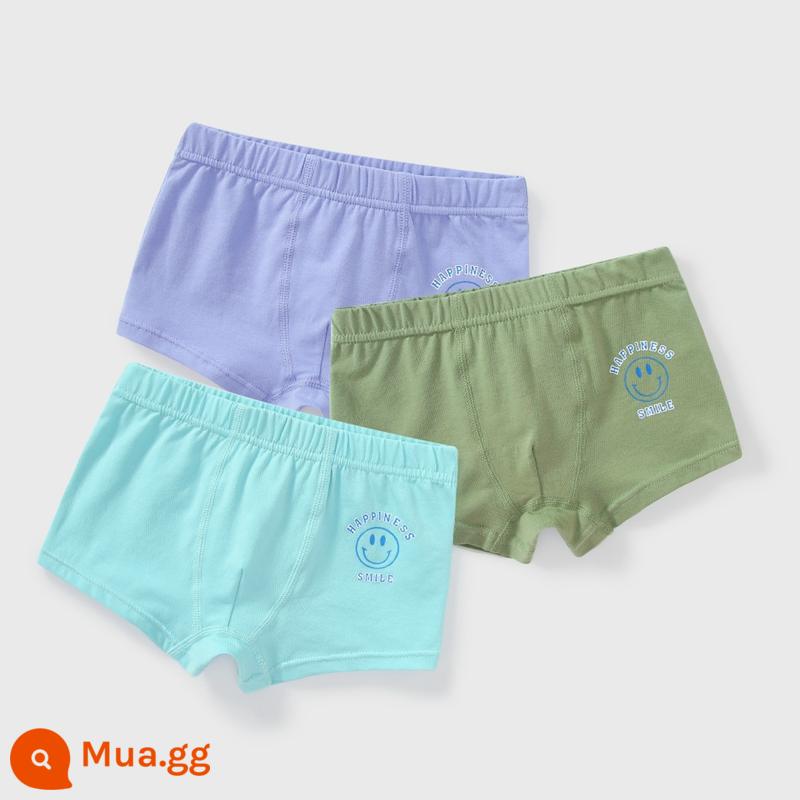 Quần lót bé trai Youbeiyi cotton nguyên chất trẻ em quần boxer trẻ em vừa và lớn quần đùi trẻ em quần bé không kẹp mông - Bộ nụ cười (3 gói)