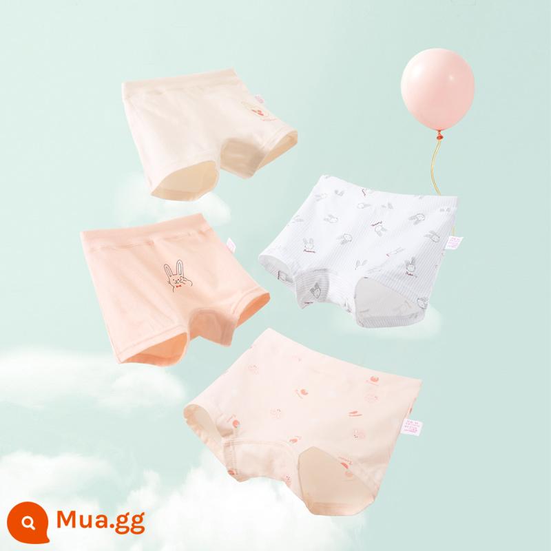 Quần lót trẻ em quần sịp bé gái cotton nguyên chất quần đùi bé gái màu đỏ toàn bộ cotton không kẹp PP quần đùi trẻ em cỡ vừa và lớn 100% - Gói thỏ tươi kết hợp-4