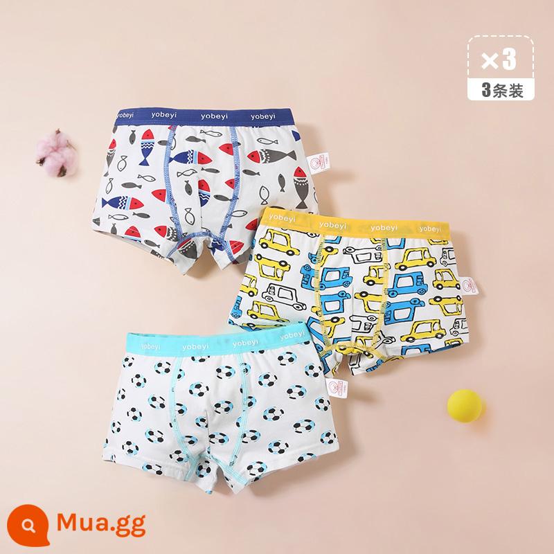 Quần lót bé trai Youbeiyi cotton nguyên chất trẻ em quần boxer trẻ em vừa và lớn quần đùi trẻ em quần bé không kẹp mông - Xe kết hợp (3 gói)