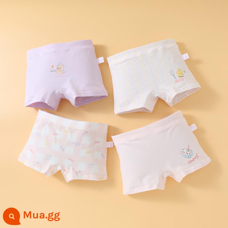 Quần lót trẻ em quần sịp bé gái cotton nguyên chất quần đùi bé gái màu đỏ toàn bộ cotton không kẹp PP quần đùi trẻ em cỡ vừa và lớn 100% - Gói Combo Gấu Đầu Bếp-4