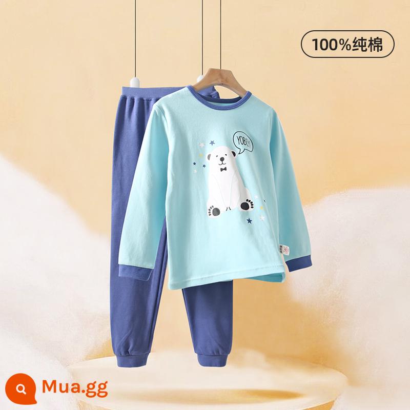 Bộ đồ lót giữ nhiệt cho trẻ em Bộ quần áo mùa thu và quần vệ sinh dày cho bé trai Bộ cotton nguyên chất quần áo mùa thu đông cho nữ Youbeiyi - gấu Bắc cực