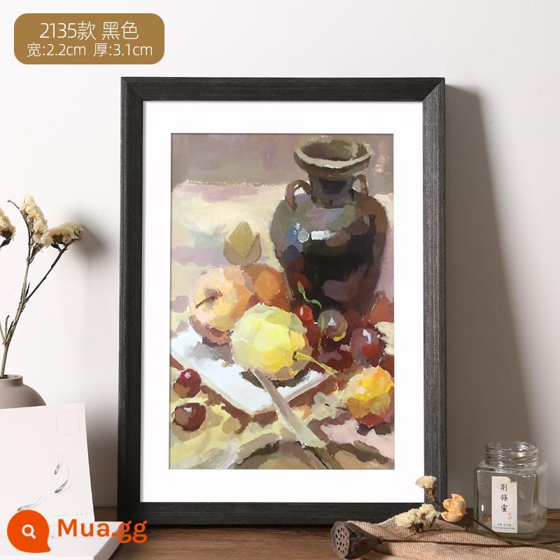 Khung ảnh gỗ treo tường 16 inch 20 khung hình trẻ em gắn A3 bốn 4k mở 8K xếp hình khung 24 poster tùy chỉnh a4 - 2135--Đen tuyền