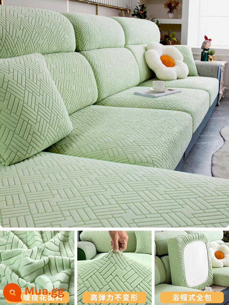 Vỏ sofa đa năng, trọn gói, không cần đo, một bộ sofa chống trượt đa năng, vỏ đệm sofa, ga trải sofa co giãn - Qingling-Vôi xanh