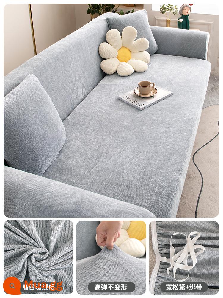 Vỏ bọc ghế sofa Vỏ bọc phổ quát bao gồm tất cả các loại kem phong cách mới chenille dày chống trầy xước vỏ bọc ghế sofa bảo vệ cho tất cả các mùa - Chenille-màu xám kim loại