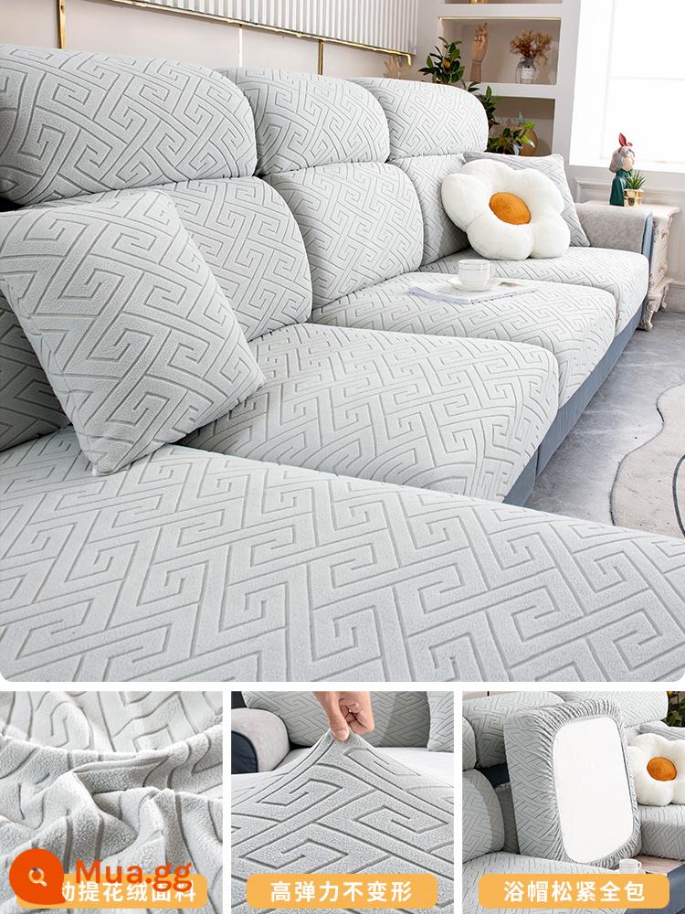 Chống Mèo Xước Ghế Sofa Dày Bao Gồm Tất Cả Đa Năng Mà Không Cần Đo Đa Năng Ghế Sofa Đệm Không Khí Cảm Giác Co Giãn bao Da - Nhịp điệu-màu xám nhạt vừa phải