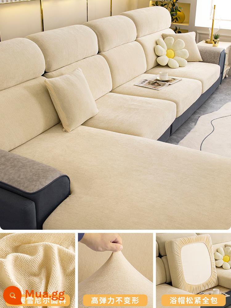 Vỏ bọc ghế sofa bao gồm tất cả các loại phổ quát mùa đông mới dày dặn mà không cần đo vỏ đệm chống trượt phổ quát - Chenille-linen trắng